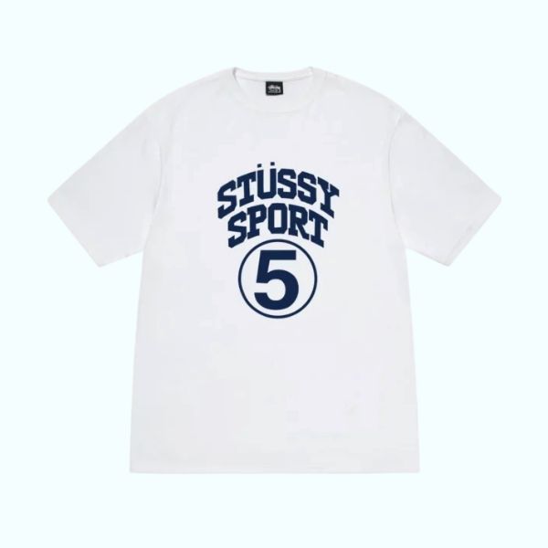 STUSSY 5 SPORT WHITE TEE